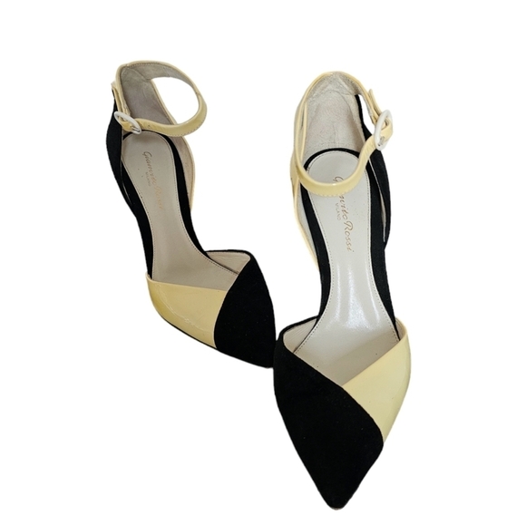 Gianvito Rossi made in Italy Black suede/yellow patent leather heels size 37 - Picture 7 of 10